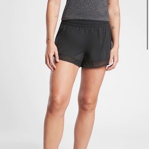 Athleta Mesh racer run shorts in black